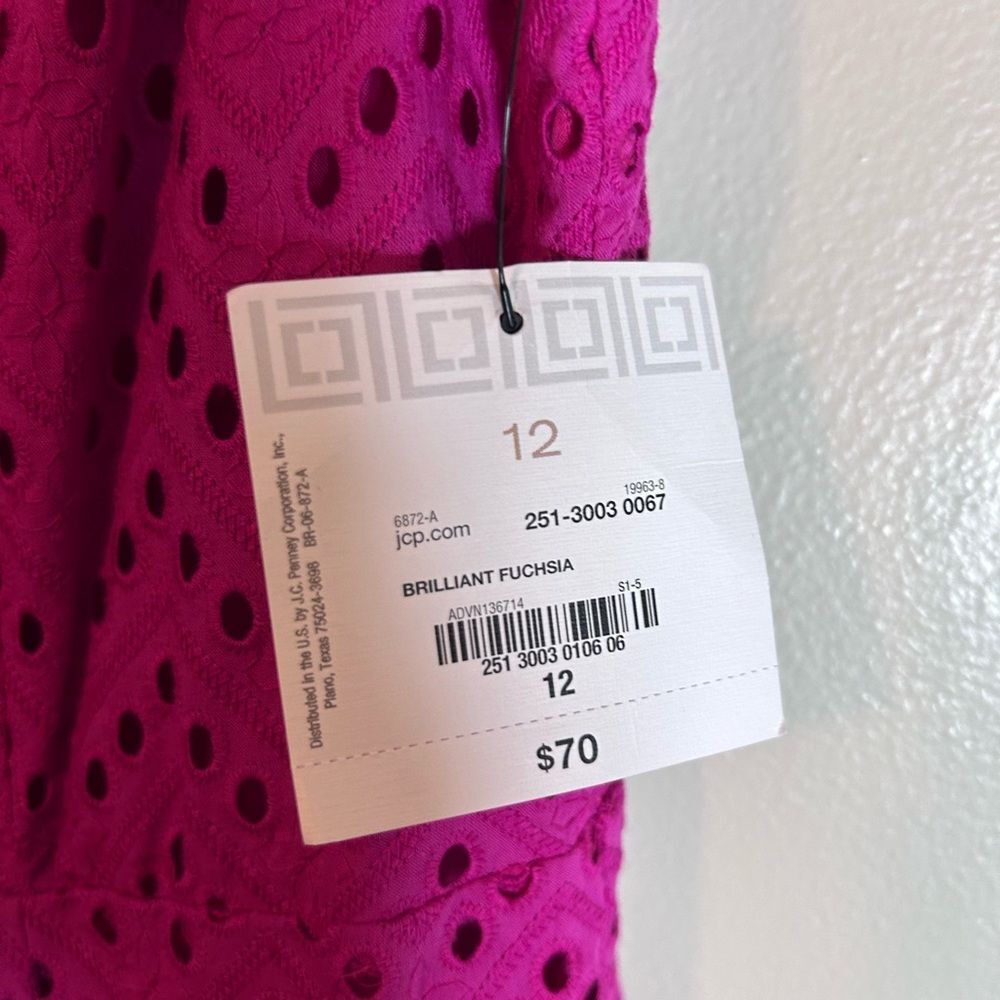 NWT Liz Claiborne eyelet dress pink, sleeveless, knee-length dress size 12 - Picture 9 of 11